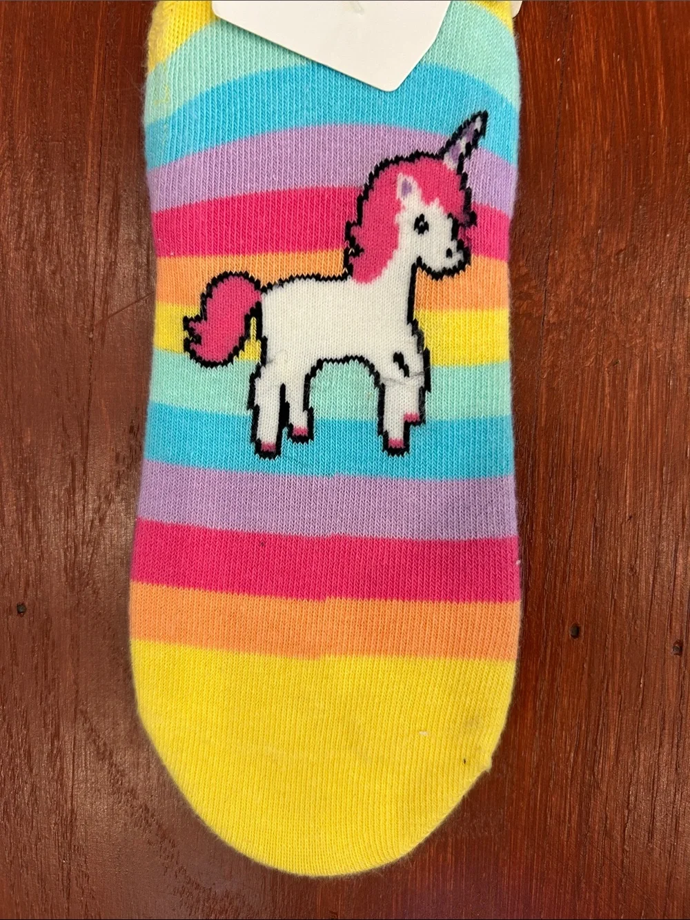 Gymboree Rainbow Stripe No-Show Socks with Unicorn - Yellow, Pink, Blue